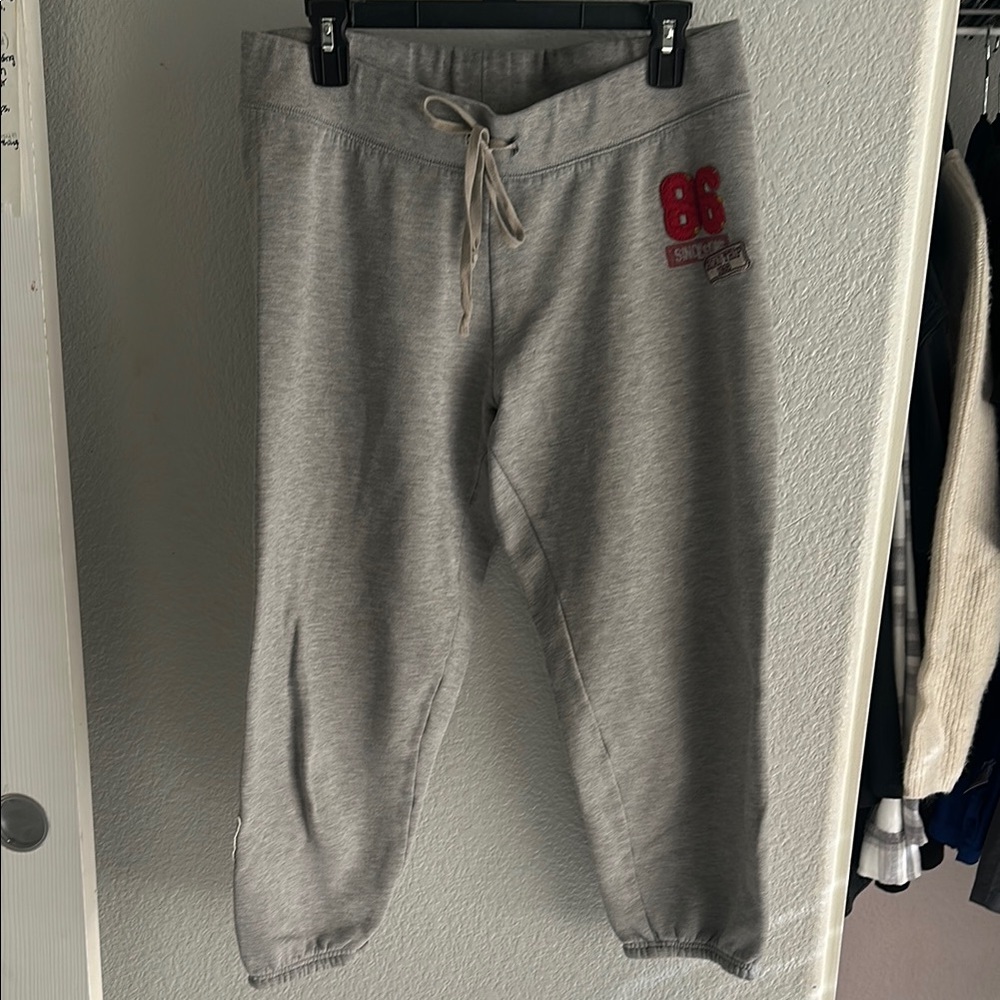 PINK Victoria's Secret Gray Track Pants with Red Detail